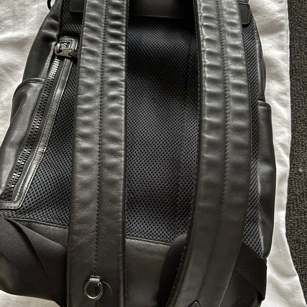 COACH Men's League Flap Backpack in Smooth Black Calf Leather